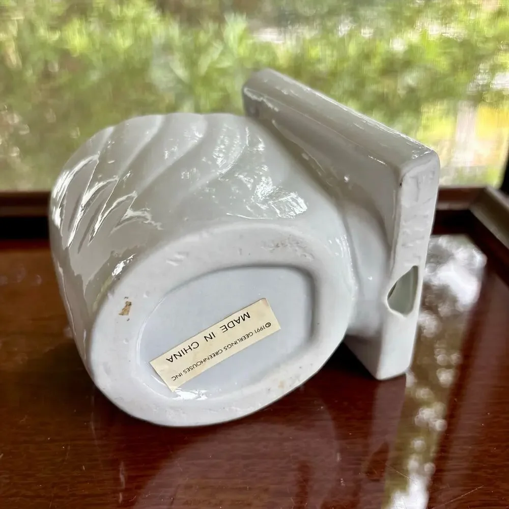 Vintage 1991 Geerlings Ceramic Planter Picture Frame Pink Bow